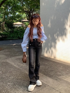 「アイテム（ボストンバッグ）」を使った、mayu さん（レディース・153cm）の秋コーディネート