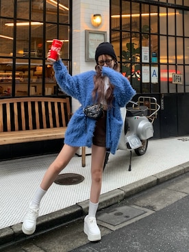 「アイテム（ニットキャップ/ビーニー）」を使った、mayu さん（レディース・153cm）の秋コーディネート