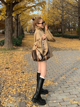 「アイテム（ブーツ）」を使った、mayu さん（レディース・153cm・20代）の秋コーディネート