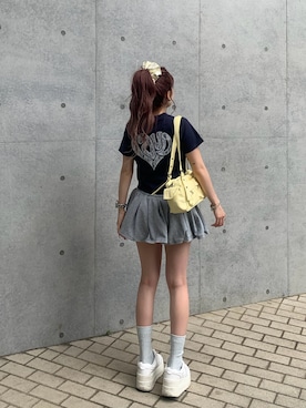 「アイテム（スカート、グレー系）」を使った、mayu さん（レディース・153cm）の夏コーディネート