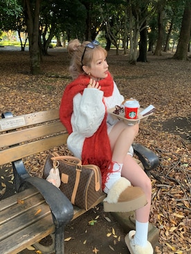 「アイテム（サンダル）」を使った、mayu さん（レディース・153cm）の冬コーディネート