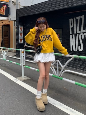「アイテム（スウェット）」を使った、mayu さん（レディース・153cm）の秋コーディネート