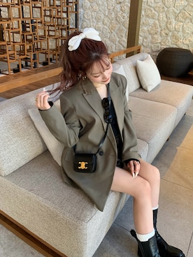 「EMODA（エモダ）の【WEB限定】サイドゴアヒールブーツ（ブーツ、ブラック系）」を使った、mayu さん（レディース・153cm）の春コーディネート