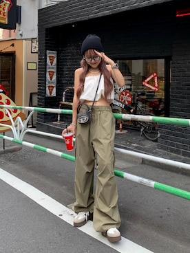 「アイテム（帽子）」を使った、mayu さん（レディース・153cm・20代）の夏コーディネート