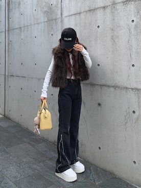 「アイテム（ベスト）」を使った、mayu さん（レディース・153cm・20代）の秋コーディネート