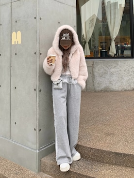 「アイテム（スウェットパンツ）」を使った、mayu さん（レディース・153cm）の秋コーディネート