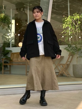 「JUNRED（ジュンレッド）のアイテム（ブルゾン）」を使った、tomoさん（レディース・152cm）の春コーディネート