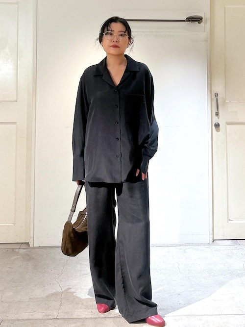 【ブラック（01）】[25AW]GENTLE SILK オープンカラーシャツ / セットアップ対応・洗える SALON adam et rope'｜[25AW]GENTLE SILK オープンカラーシャツ