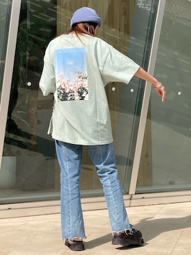 「JUNRED（ジュンレッド）のアイテム（帽子）」を使った、tomoさん（レディース・152cm）の夏コーディネート