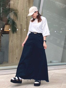 「JUNRED（ジュンレッド）のアイテム（帽子）」を使った、tomoさん（レディース・152cm）の夏コーディネート
