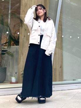 「JUNRED（ジュンレッド）のアイテム（ブルゾン）」を使った、tomoさん（レディース・152cm）の秋コーディネート