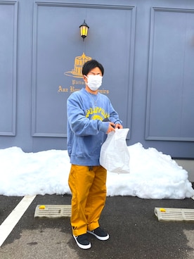 「EDWIN」｜「アイテム（スウェット）」を使った、( ¯•ω•¯ )さん（メンズ・165cm）の冬コーディネート