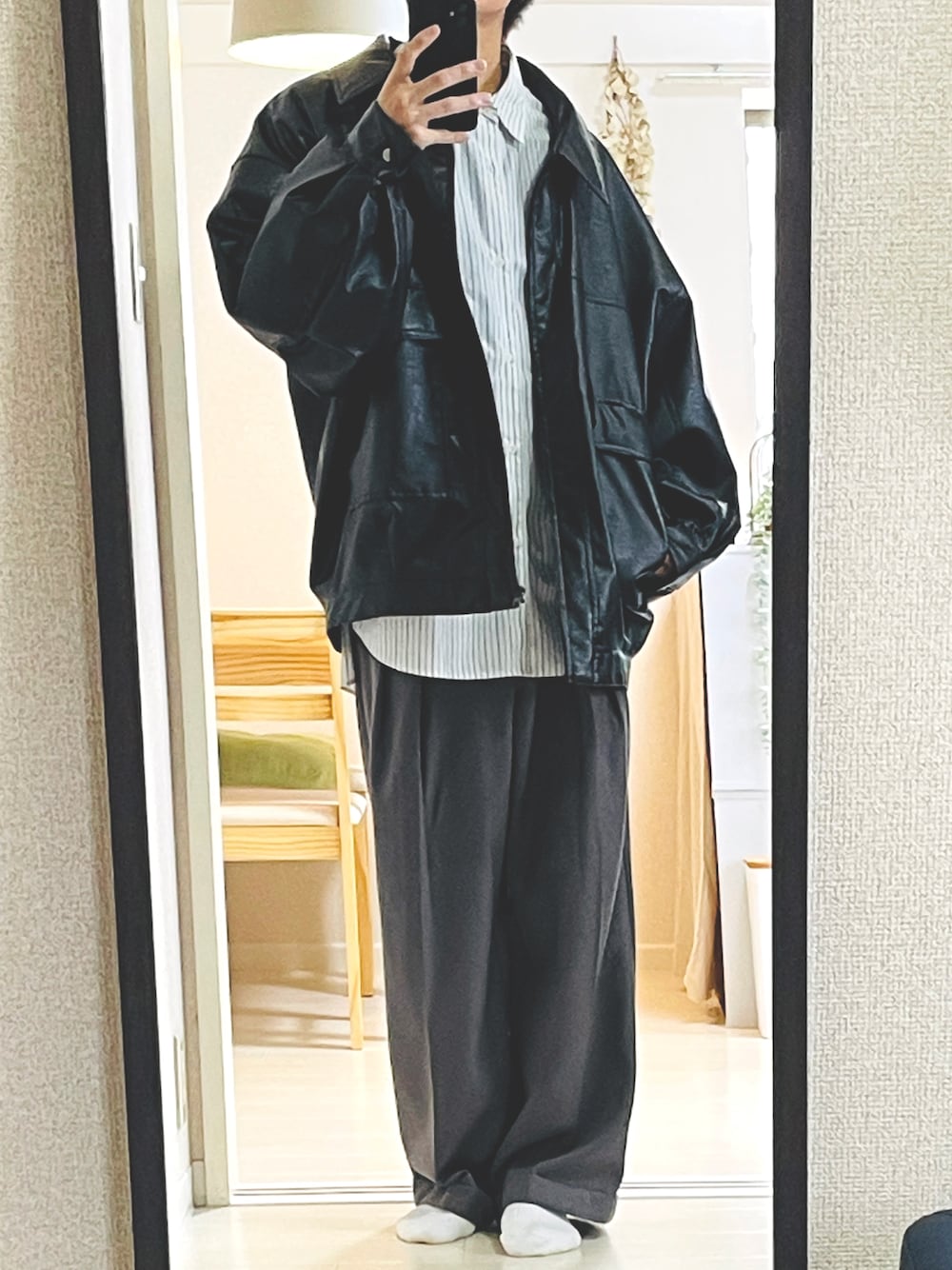 Heather フェイクレザーBIGブルゾン （BIGブルゾン 977312