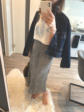 「HYKE」｜「アイテム（デニムジャケット）」を使った、wさん（レディース・153cm）の秋コーディネート