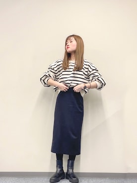 「ボーダースウェット」｜kさん（レディース・150cm）の春コーディネート
