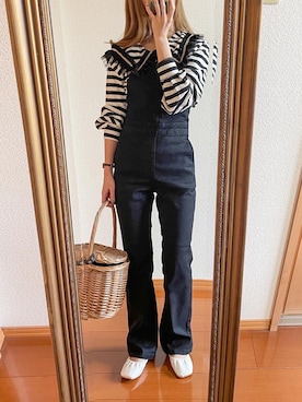 「GUコーデ」｜「アイテム（オールインワン・サロペット）」を使った、kさん（レディース・150cm）の冬コーディネート