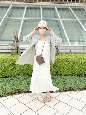 「ニットキャップ」｜「アイテム（ワンピース/ドレス）」を使った、みっこさん（レディース・163cm）の夏コーディネート