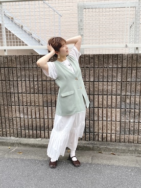 「archives（アルシーヴ）のアイテム（その他アウター）」を使った、みっこさん（レディース・163cm）の夏コーディネート