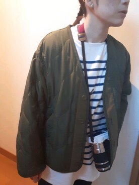 「coen」｜「アイテム（ノーカラージャケット）」を使った、saonさん（レディース・158cm）の秋コーディネート