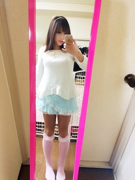 「axes femme（アクシーズファム）のアイテム（Tシャツ/カットソー）」を使った、Ramuneさん（レディース・167cm）の夏コーディネート