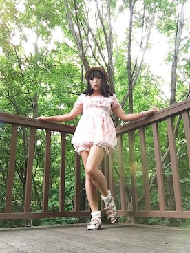 「Bobon21（ボボンニジュウイチ）のアイテム（チュニック）」を使った、Ramuneさん（レディース・167cm）の夏コーディネート