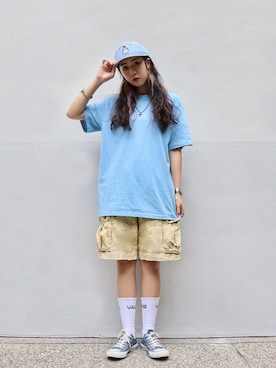 「アイテム（タイツ/ストッキング、ホワイト系）」を使った、CHIWENさん（レディース・167cm）の夏コーディネート