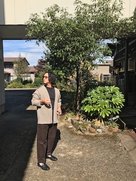 「JOURNAL STANDARD（ジャーナルスタンダード）のアイテム（ノーカラージャケット）」を使った、大翼さん（メンズ・175cm）の秋コーディネート
