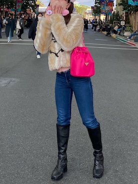 「NICE CLAUP（ナイスクラップ）のアイテム（ジャケット/アウター）」を使った、KRNさん（レディース・155cm）の冬コーディネート