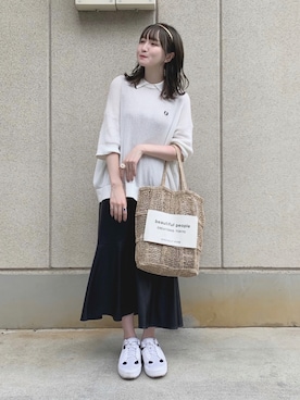 「アイテム（ポロシャツ）」を使った、y o k o p iさん（レディース・158cm）の夏コーディネート