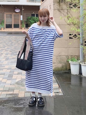 「マリンコーデ」｜「アイテム（ワンピース/ドレス）」を使った、y o k o p iさん（レディース・158cm）の夏コーディネート