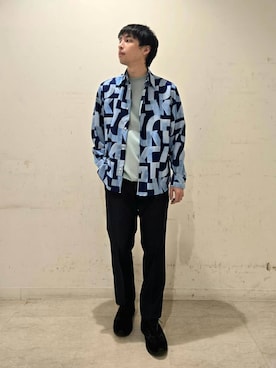 「TAKEO KIKUCHI（タケオキクチ）の【抗菌防臭／5サイズ展開】ハイゲージポンチ Tシャツ（Tシャツ/カットソー、ブルー系）」を使った、駆さん（メンズ・167cm）の春コーディネート