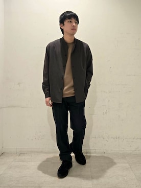 「TAKEO KIKUCHI（タケオキクチ）の【360°ストレッチ／セットアップ対応】None Of Stress パンツ（スラックス、ブラック系）」を使った、駆さん（メンズ・167cm）の春コーディネート
