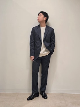 「TAKEO KIKUCHI（タケオキクチ）の【Made in JAPAN】ストレートチップ ドレスシューズ（ドレスシューズ、ブラック系）」を使った、駆さん（メンズ・167cm）の冬コーディネート