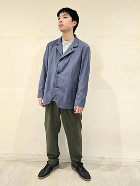 「TAKEO KIKUCHI（タケオキクチ）の【軽羽織】ツイルストレッチ ブルゾン（ブルゾン、ブルー系）」を使った、駆さん（メンズ・167cm）の春コーディネート