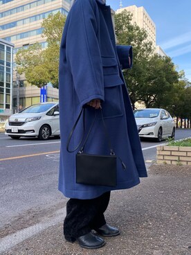 「カラーコート」｜「アイテム（その他アウター）」を使った、田原美波さん（レディース・158cm）の冬コーディネート