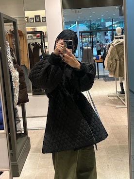 「CIAOPANIC（チャオパニック）のアイテム（その他アウター）」を使った、田原美波さん（レディース・158cm）の冬コーディネート