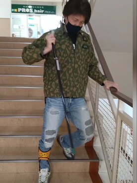 「A BATHING APE（アベイシングエイプ）のアイテム（ナイロンジャケット）」を使った、🤘hiroyuki🤘さん（メンズ・181cm）の春コーディネート