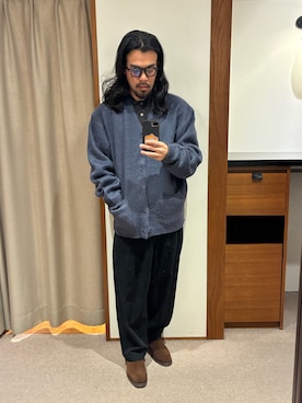 「アイテム（カーディガン/ボレロ）」を使った、あべちゃんさん（メンズ・175cm・20代）の冬コーディネート