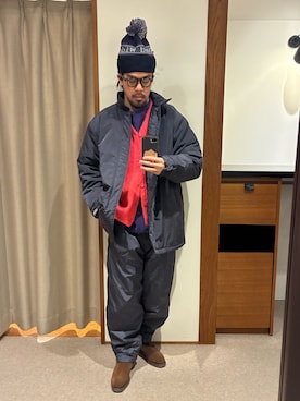 「アイテム（メガネ）」を使った、あべちゃんさん（メンズ・175cm）の冬コーディネート