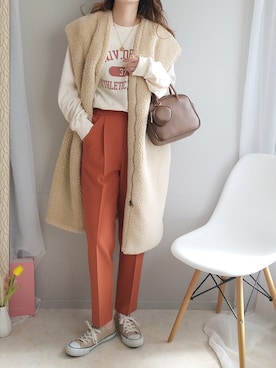 「tukn.（トゥクン）のアイテム（バッグ）」を使った、yu.さん（レディース・165cm）の冬コーディネート