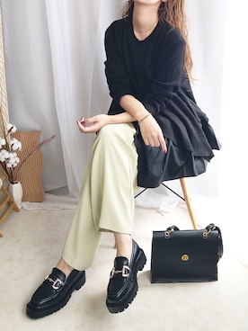「スクエアトゥ」｜「アイテム（チュニック）」を使った、yu.さん（レディース・165cm）の秋コーディネート