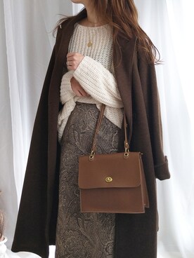 「Ambre Neige（アンブルネージュ）のアイテム（チェスターコート）」を使った、yu.さん（レディース・165cm）の秋コーディネート