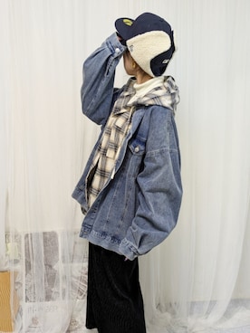 「アイテム（ジャケット/アウター、ブルー系）」を使った、yu.さん（レディース・165cm）の冬コーディネート