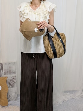 「アイテム（帽子）」を使った、yu.さん（レディース・165cm・30代）の夏コーディネート