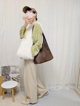 「アイテム（ボストンバッグ）」を使った、yu.さん（レディース・165cm）の秋コーディネート