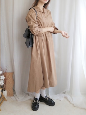 「rectangle（レクタングル）のアイテム（シャツワンピース）」を使った、yu.さん（レディース・165cm）の秋コーディネート