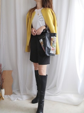 「VACANCY（ヴァカンシー）の【Akari Kuramoto×VACANCY】コラボコラージュイラストマルチトート（トートバッグ）」を使った、yu.さん（レディース・165cm）の秋コーディネート