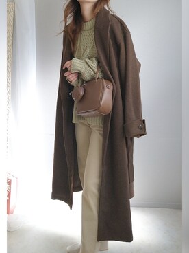 「Ambre Neige（アンブルネージュ）のアイテム（チェスターコート）」を使った、yu.さん（レディース・165cm）の秋コーディネート