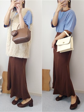 「tukn.（トゥクン）のアイテム（バッグ）」を使った、yu.さん（レディース・165cm）の秋コーディネート