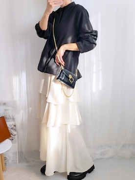 「アイテム（ノーカラージャケット）」を使った、yu.さん（レディース・165cm）の秋コーディネート